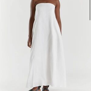 DISSH Karney White Linen Strapless Dress